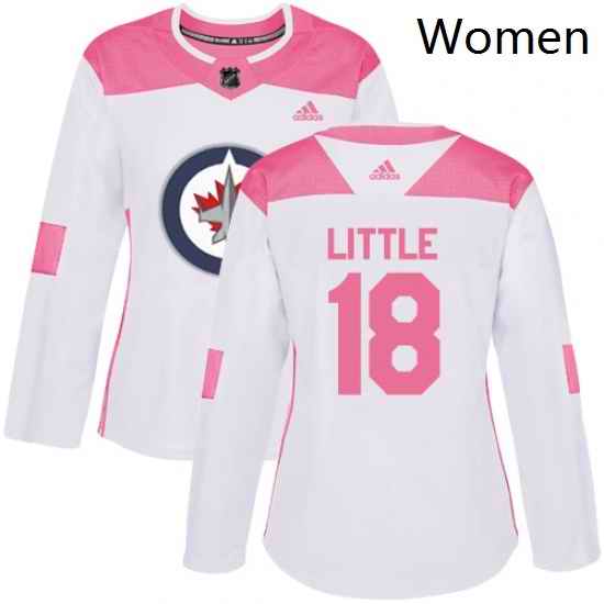 Womens Adidas Winnipeg Jets 18 Bryan Little Authentic WhitePink Fashion NHL Jersey